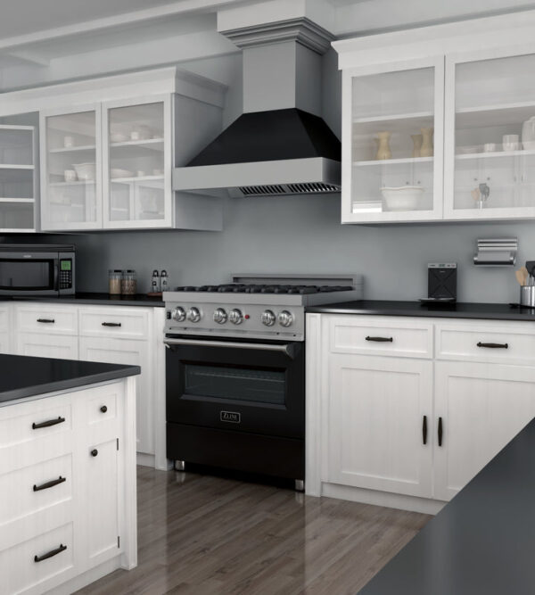ZLINE 30 in. 4.0 cu. ft. Dual Fuel Range with Gas Stove and Electric Oven in All Fingerprint Resistant Stainless Steel with Black Matte Door (RAS-BLM-30) - Image 13