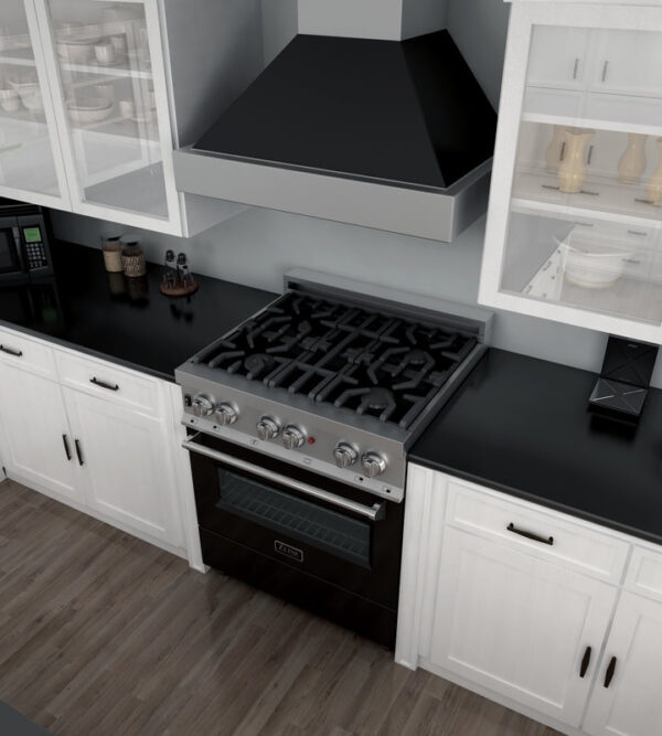 ZLINE 30 in. 4.0 cu. ft. Dual Fuel Range with Gas Stove and Electric Oven in All Fingerprint Resistant Stainless Steel with Black Matte Door (RAS-BLM-30) - Image 15