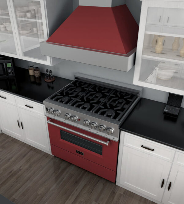 ZLINE 36 in. Professional Dual Fuel Range in Fingerprint Resistant Stainless Steel with Red Matte Door (RAS-RM-36) - Image 12