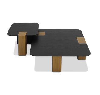 Modrest Harold - Modern Black Oak+ Brushed Gold Oak Square Small Coffee Table - Image 3