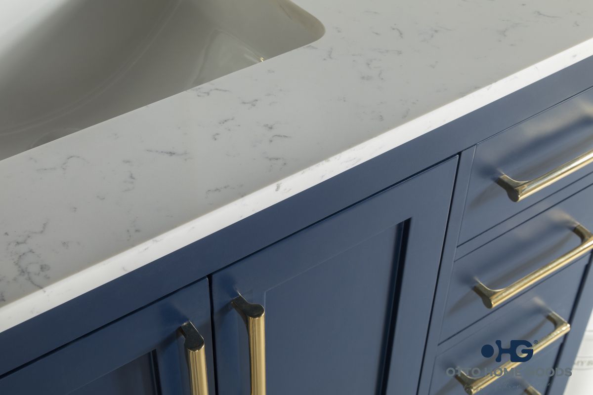 Ashley 36″ Blue Bathroom Cabinet (Left Offset Sink)