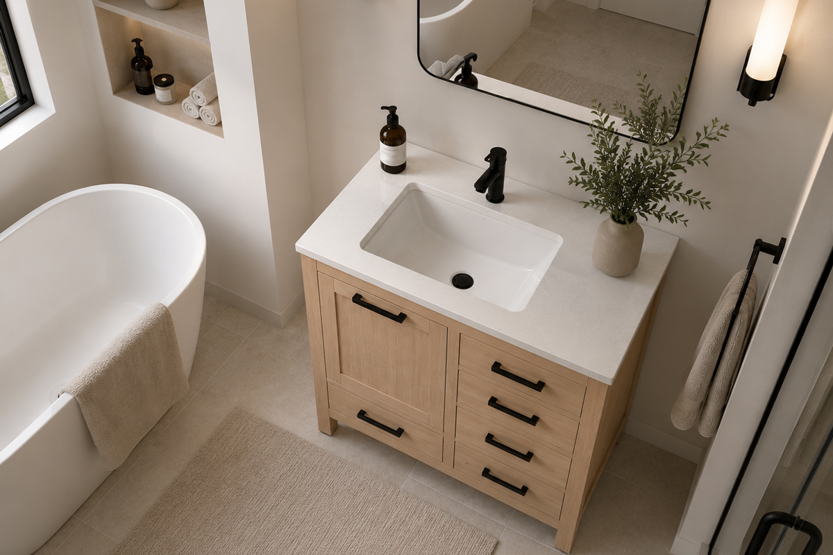 Ashley 30″ Natural Oak Bathroom Cabinet