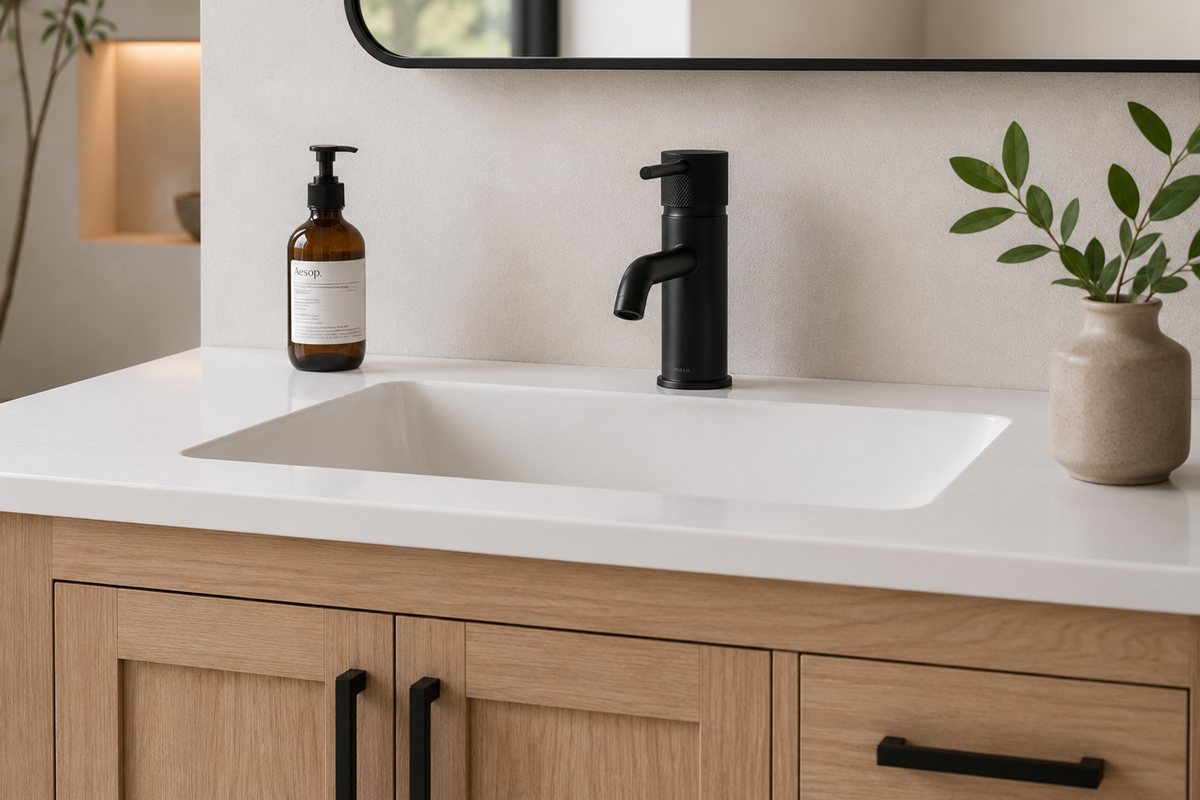 Ashley 36″ Natural Oak Bathroom Cabinet (Left Offset Sink)