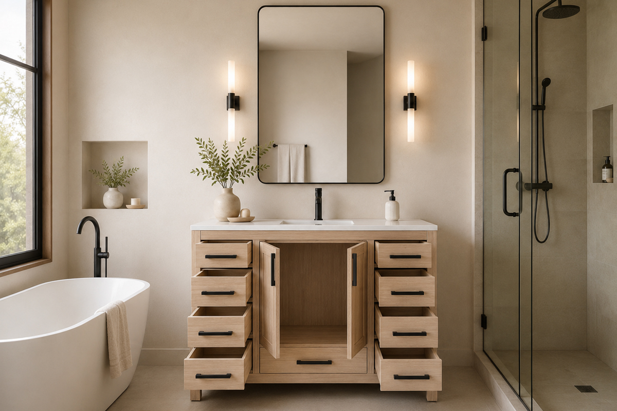 Ashley 48″ Natural Oak Bathroom Cabinet