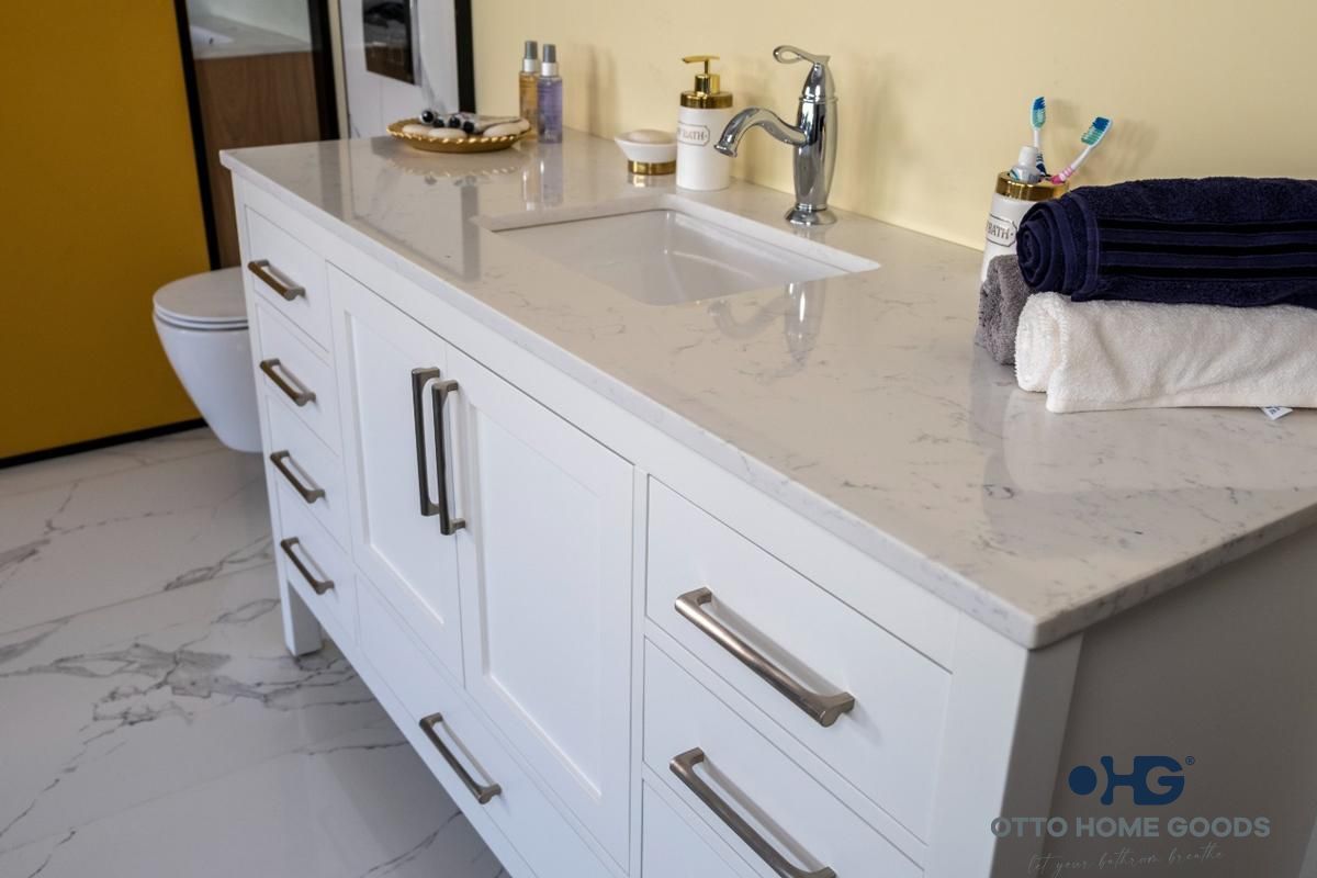 Ashley 60″ White Bathroom Cabinet (Single Bowl)