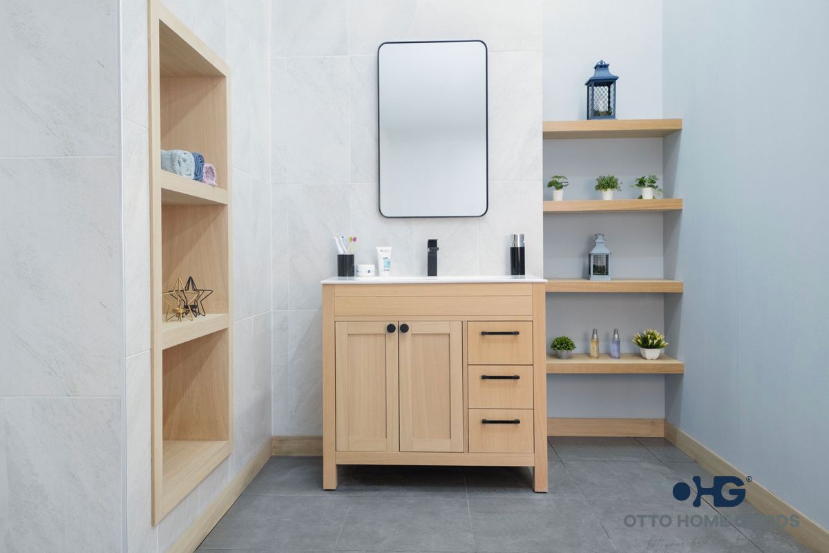 Aria 36″ Natural Oak Bathroom Cabinet