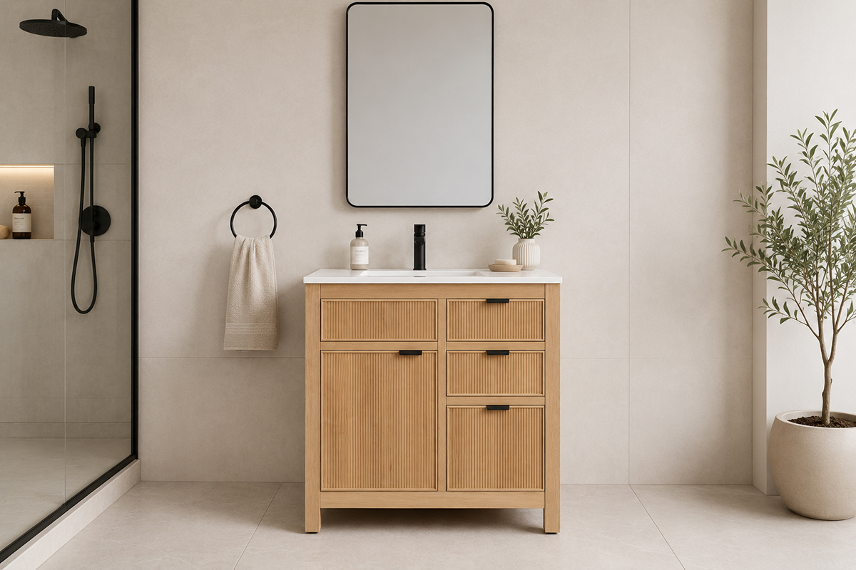 Catalina Natural OAK 30″ Bathroom Cabinet
