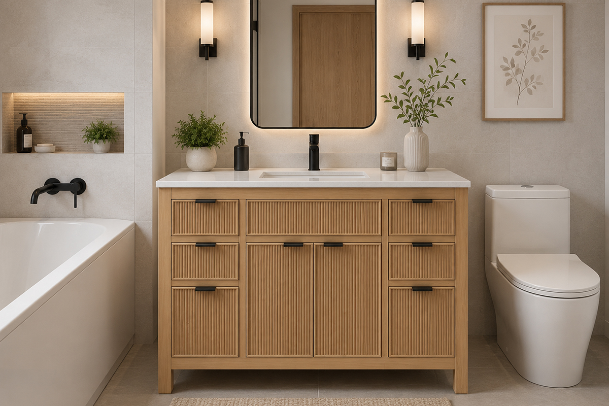 Catalina Natural OAK 48″ Bathroom Cabinet
