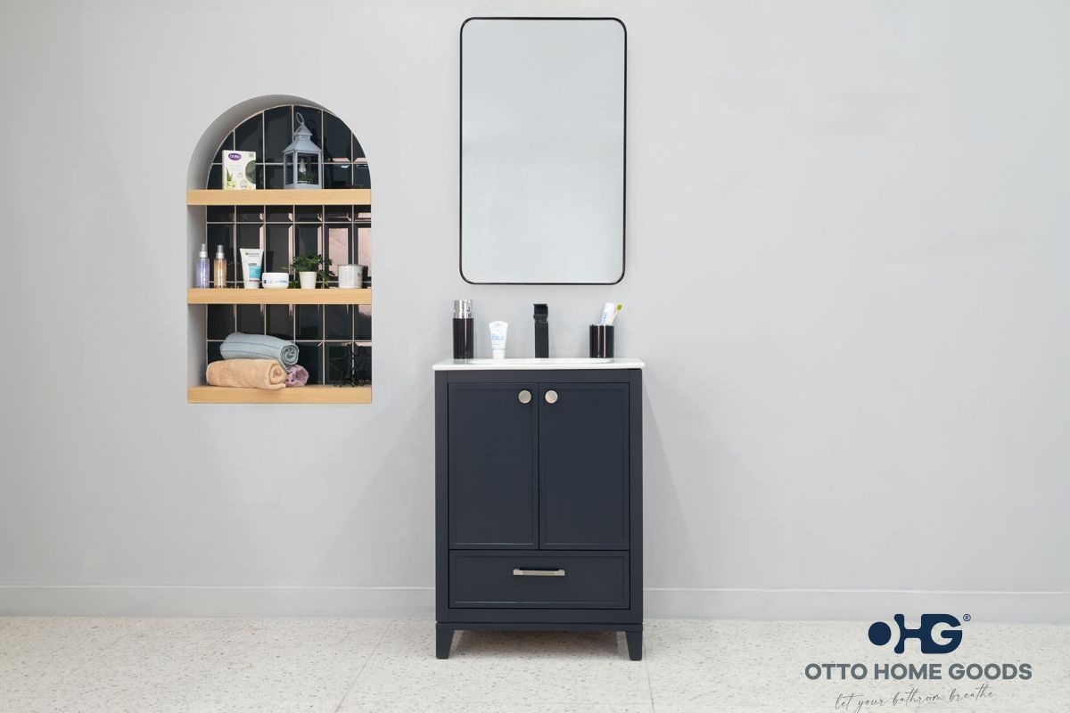 Frame 24″ Dark Gray Bathroom Cabinet