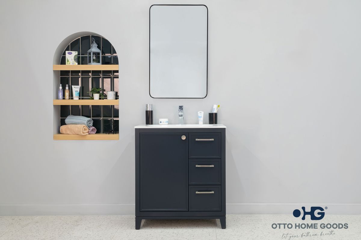 Frame 30″ Dark Gray Bathroom Cabinet