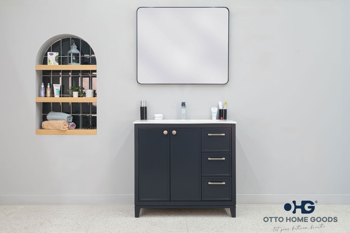 Frame 36″ Dark Gray Bathroom Cabinet