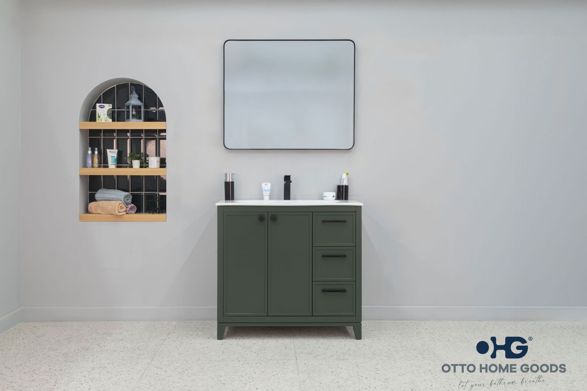 Frame 36″ Pine Green Bathroom Cabinet