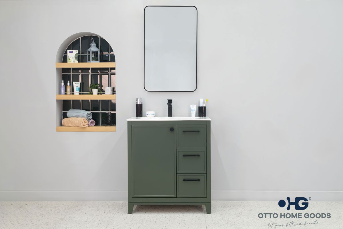 Frame 30″ Pine Green Bathroom Cabinet