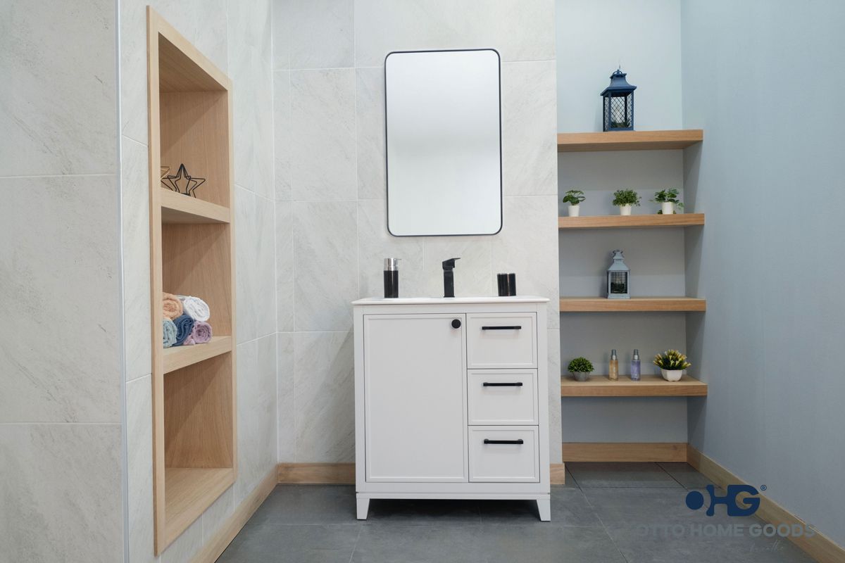 Frame 30″ White Bathroom Cabinet
