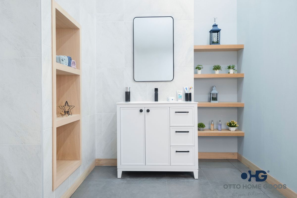 Frame 36″ White Bathroom Cabinet