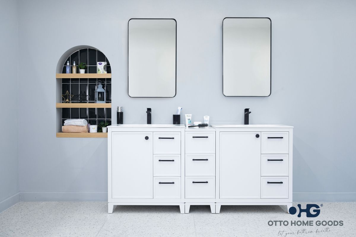 Frame 72″ White Bathroom Cabinet