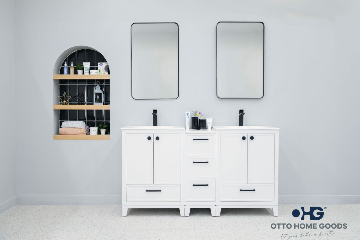 Frame 60″ White Bathroom Cabinet