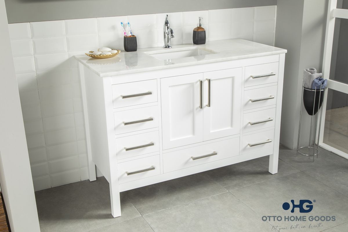 Ashley 48″ White Bathroom Cabinet