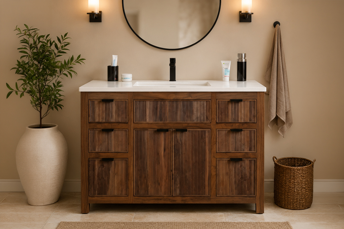 Catalina Walnut 48″ Bathroom Cabinet