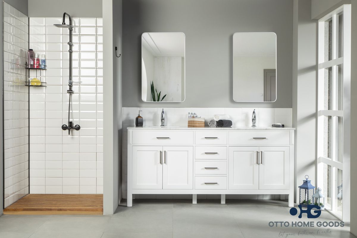 Fawna 72″ White Double Bowls Bathroom Cabinet