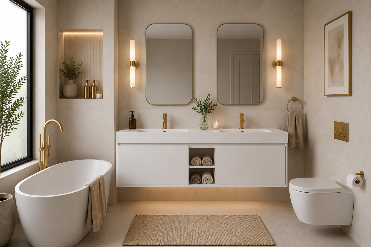 Gala 60″ White Double Bowls Bathroom Cabinet